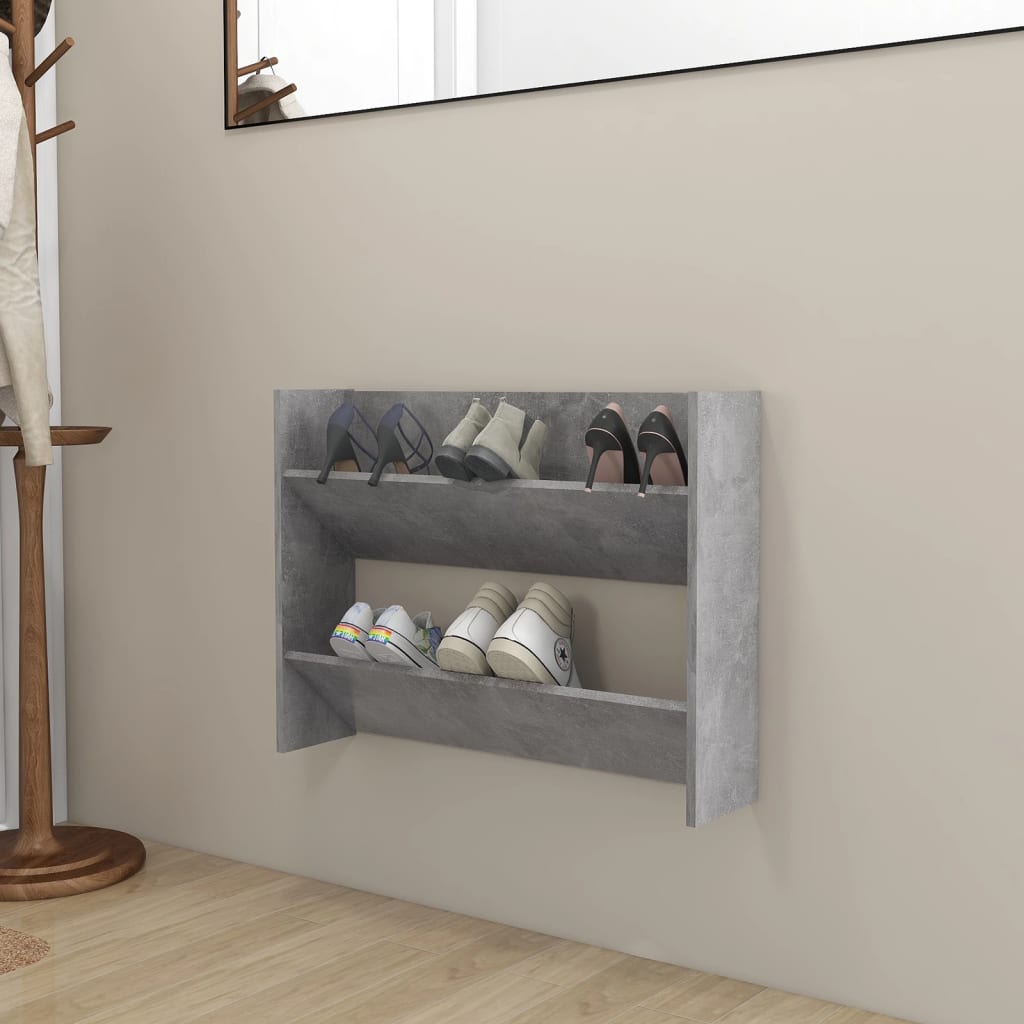 Vidaxl Wall Shoe Cabinet 80x18x60 cm Prix en béton en bois édité