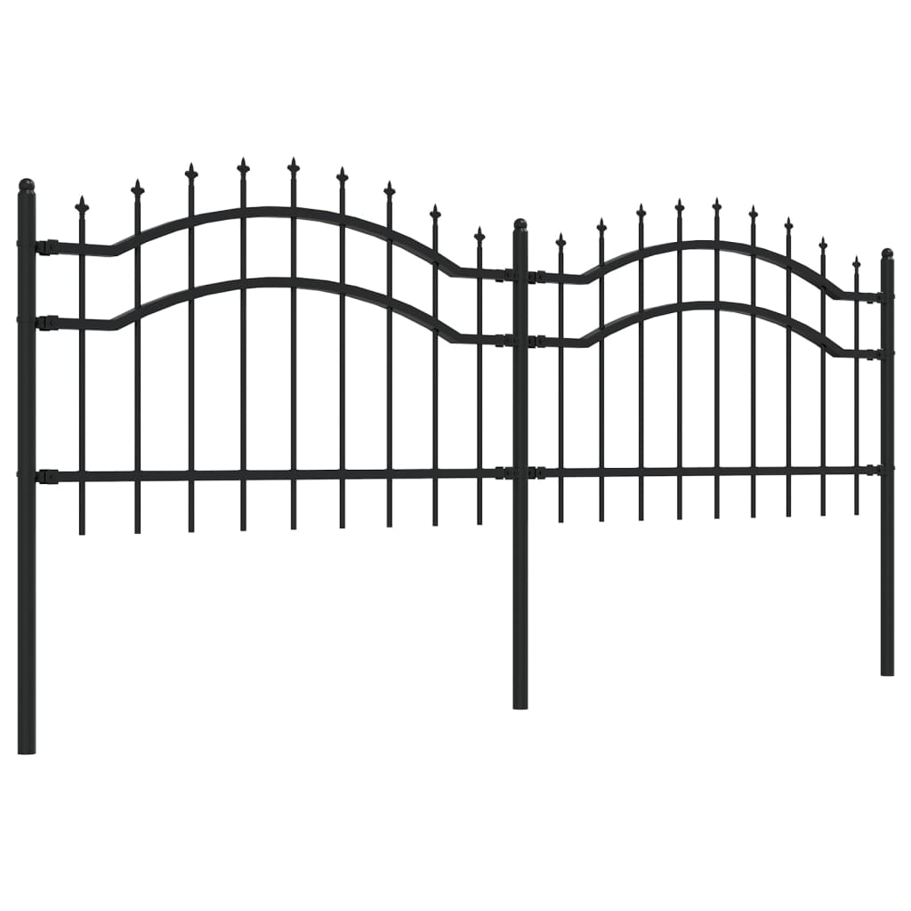 Vidaxl tuinhek met spijlpunten 115 cm gepoedercoat staal zwart