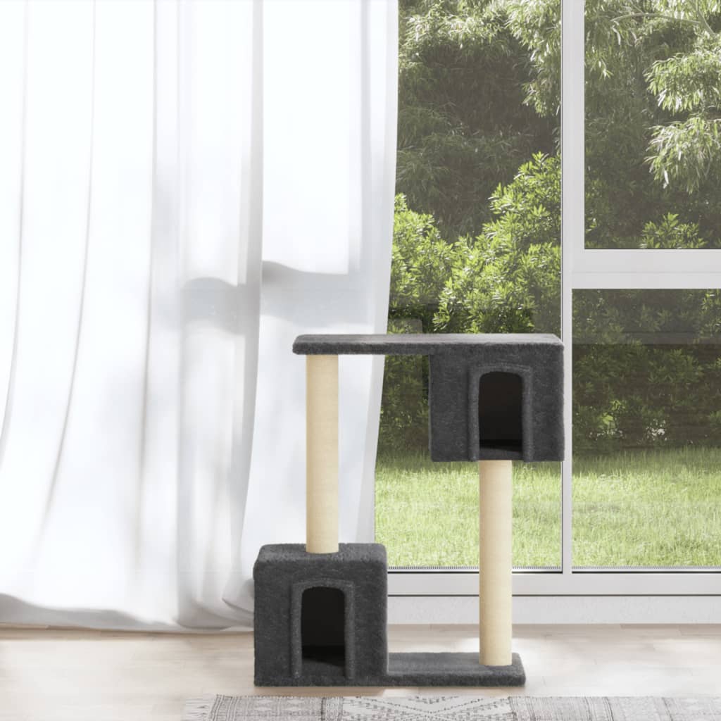 Muebles de gato de Vidaxl con postes de rascado de sisal 60 cm de gris oscuro