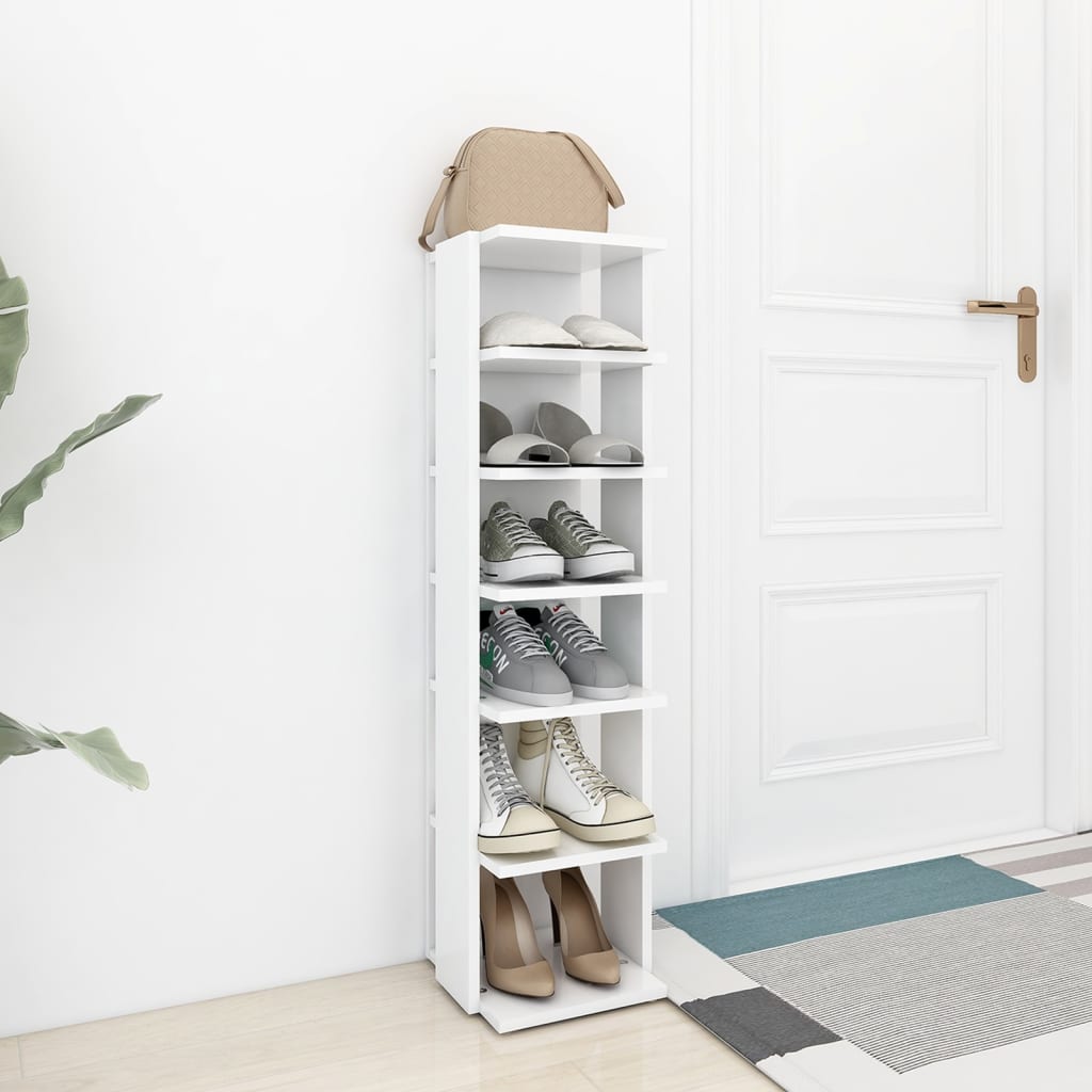 Vidaxl Shoe Cabinet 27.5x27x102 cm forarbejdet træhvide