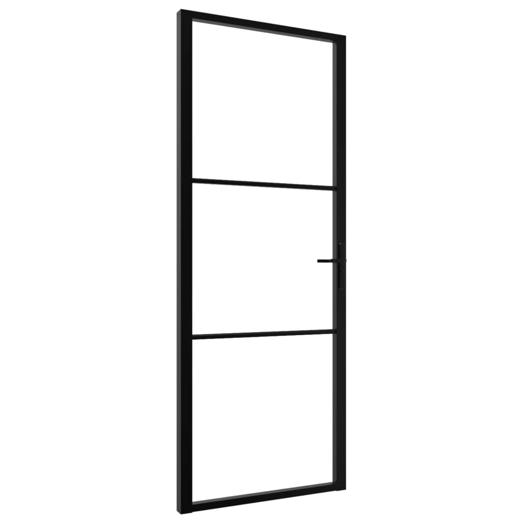 Vidaxl Porte intérieure 76x201.5 cm Verre ESG et noir en aluminium