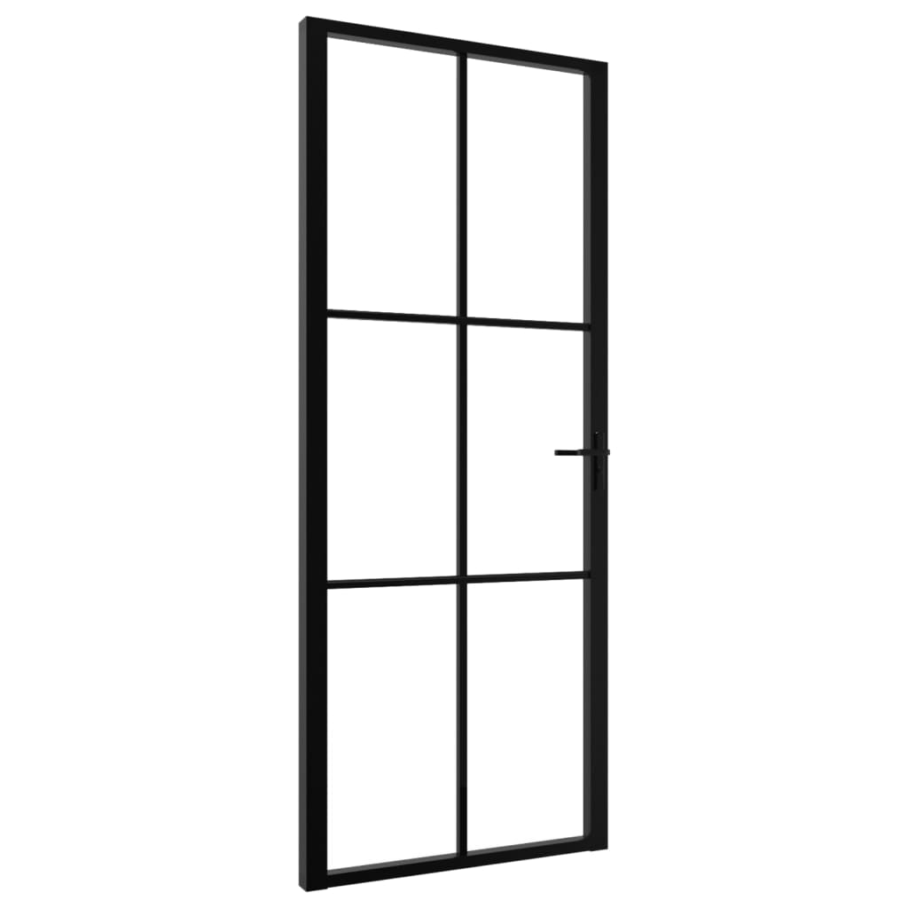 Vidaxl Porte intérieure 83x201,5 cm Verre ESG et noir en aluminium