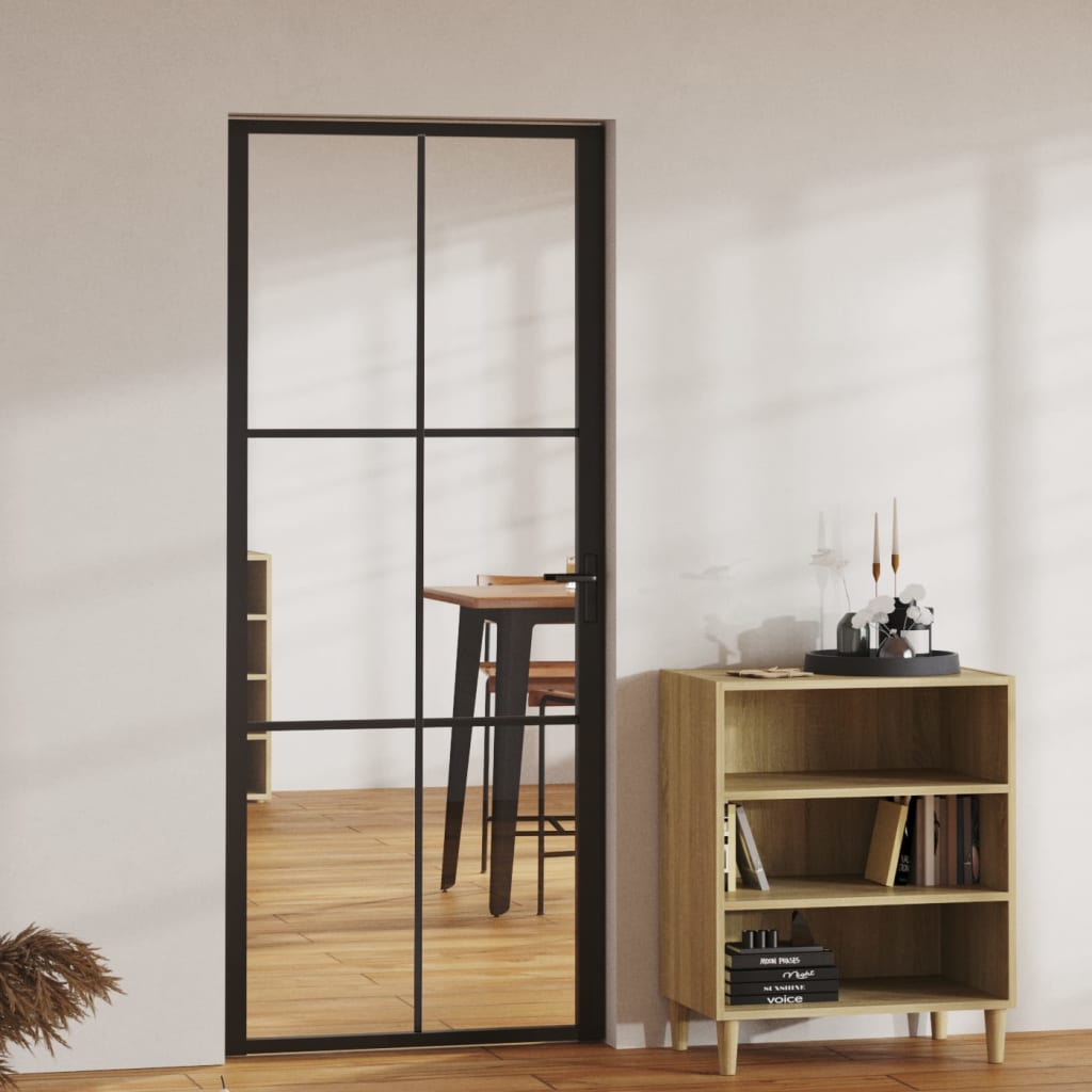 Vidaxl Porte intérieure 83x201,5 cm Verre ESG et noir en aluminium