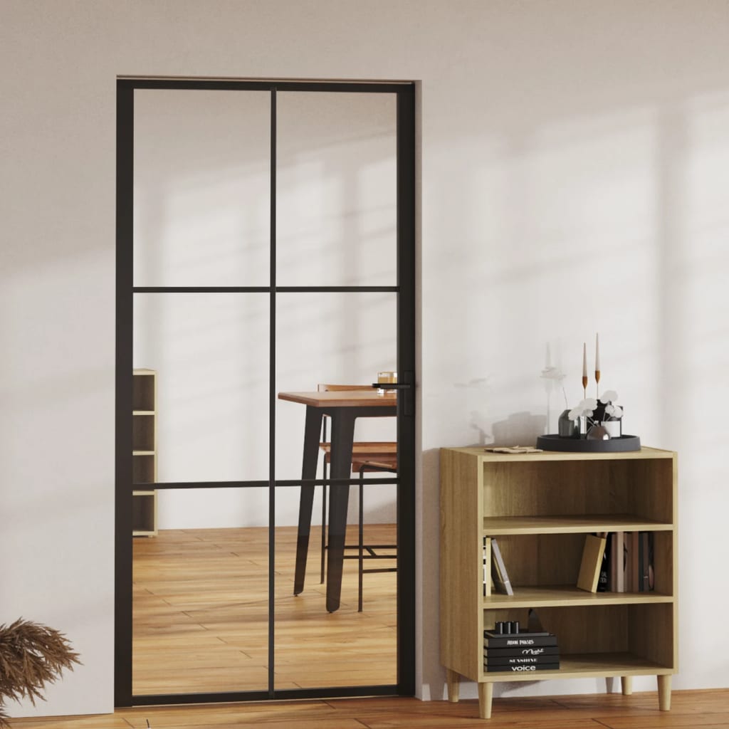 Vidaxl Porta interna 102.5x201.5 cm ESG Glass e nero in alluminio