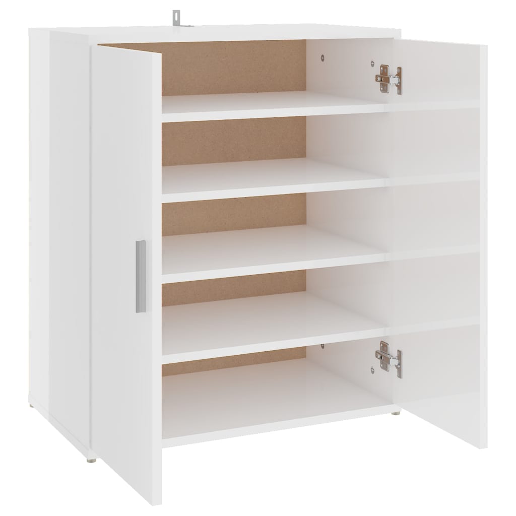 Armoire à chaussures Vidaxl 60x35x70 cm en bois de bois haute brillant blanc