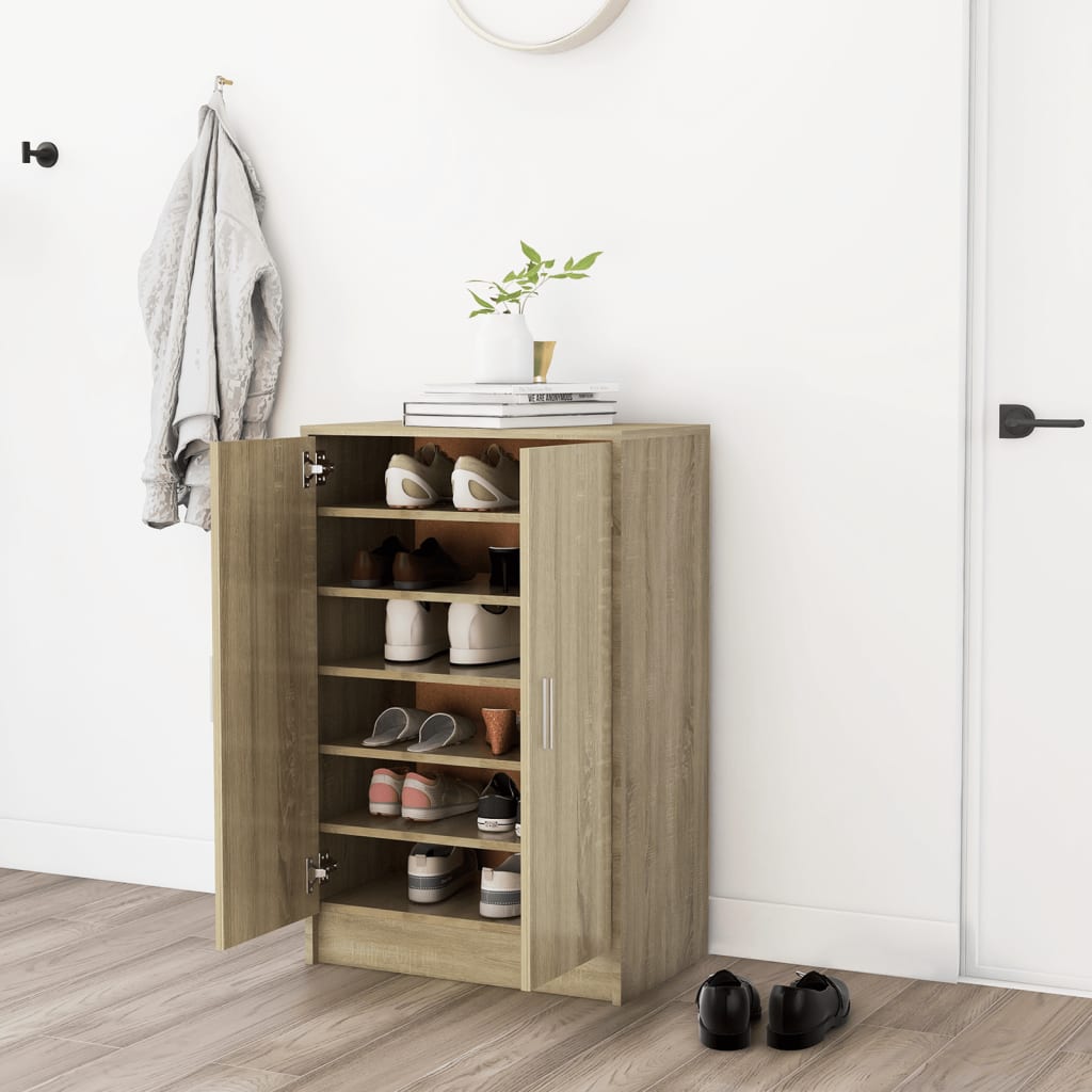 Armoire à chaussures vidaxl 60x35x92 cm en bois de bois de chêne sonoma coloré