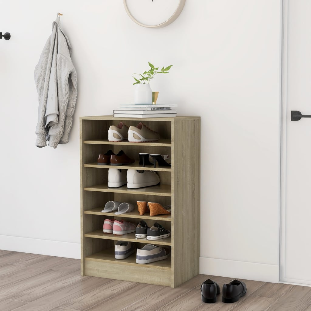 Armoire à chaussures vidaxl 60x35x92 cm en bois de bois de chêne sonoma coloré