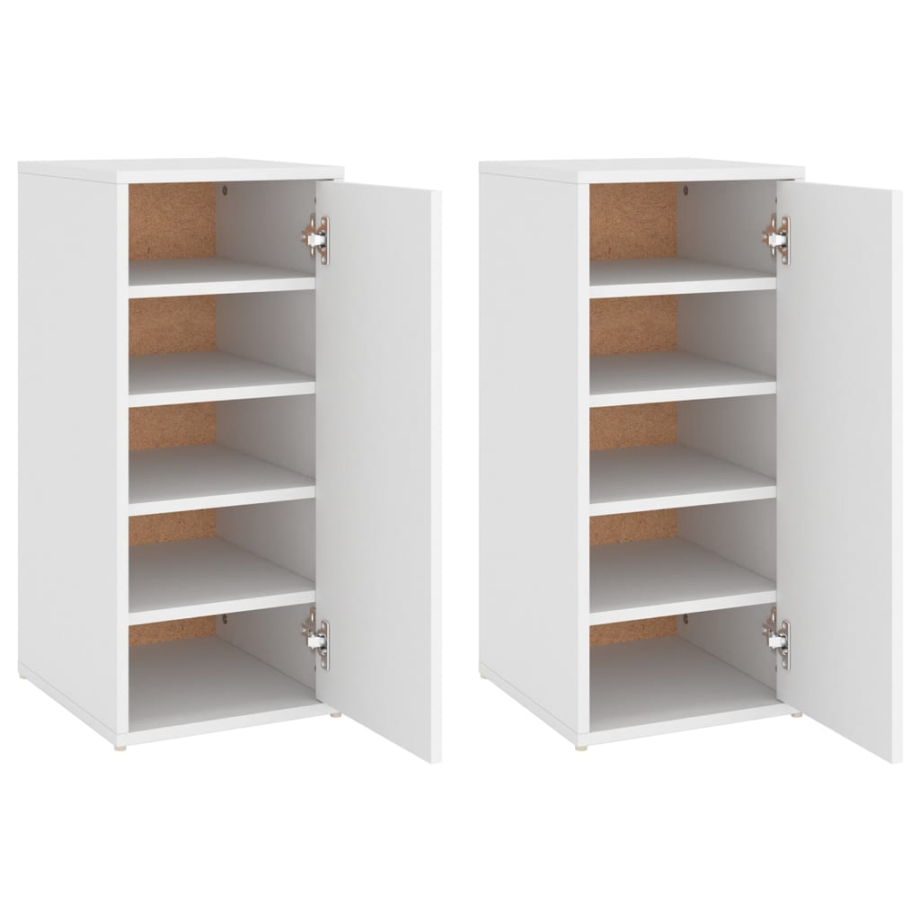 Gabinetes de zapatos Vidaxl 2 PCS 32x35x70 cm de madera procesada blanca