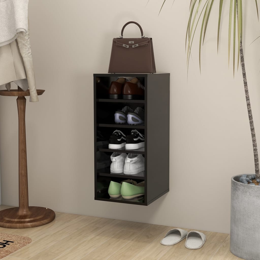 Vidaxl Shoe Cabinet 31.5x35x70 cm spånplade sort