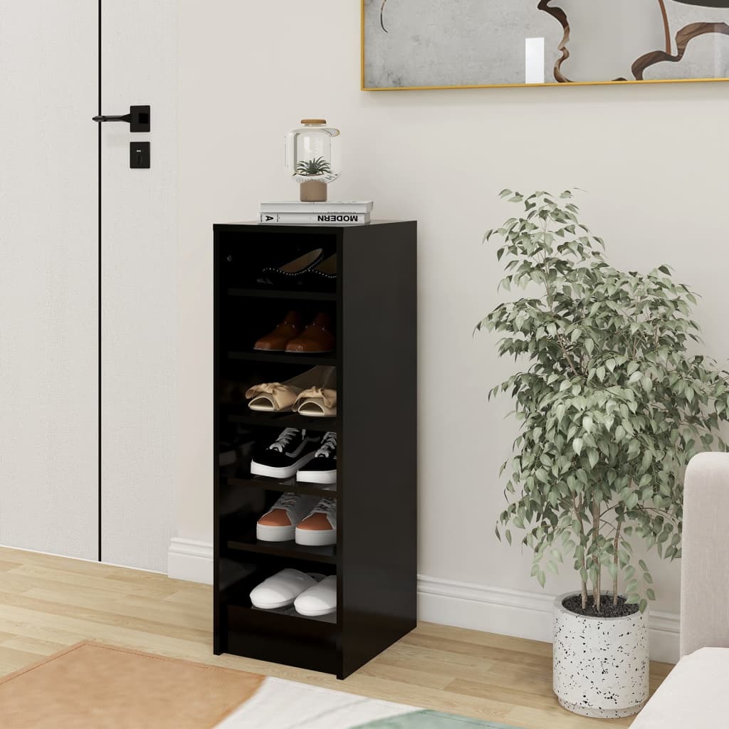 Vidaxl Shoe Cabinet 31.5x35x90 cm Property Wood Black