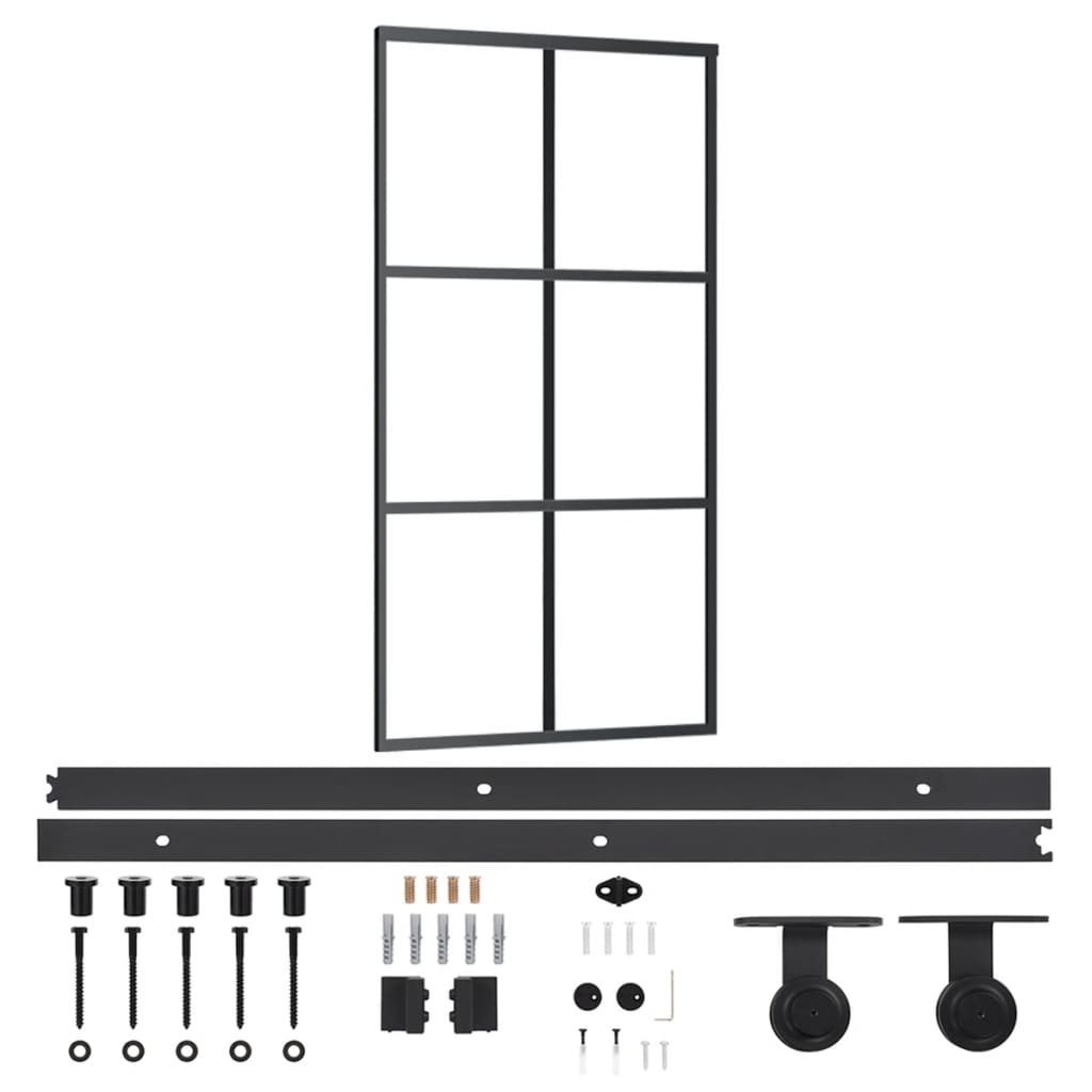 Vidaxl -Schiebetür mit Teig 102x205 cm Aluminium und ESG -Glas