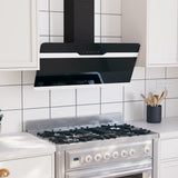 Vidaxl Wall extractor hood 90 cm steel and tempered glass black