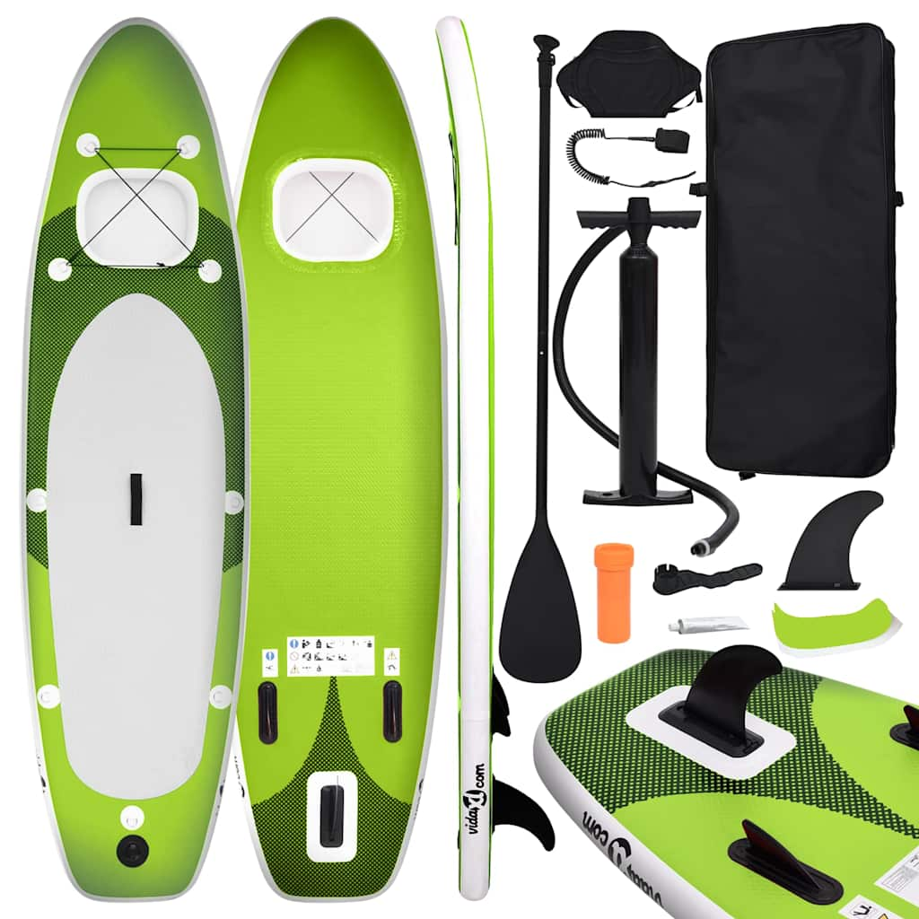 Vidaxl Stand Up Paddleboard Set oppblåsbart 300x76x10 cm grønn