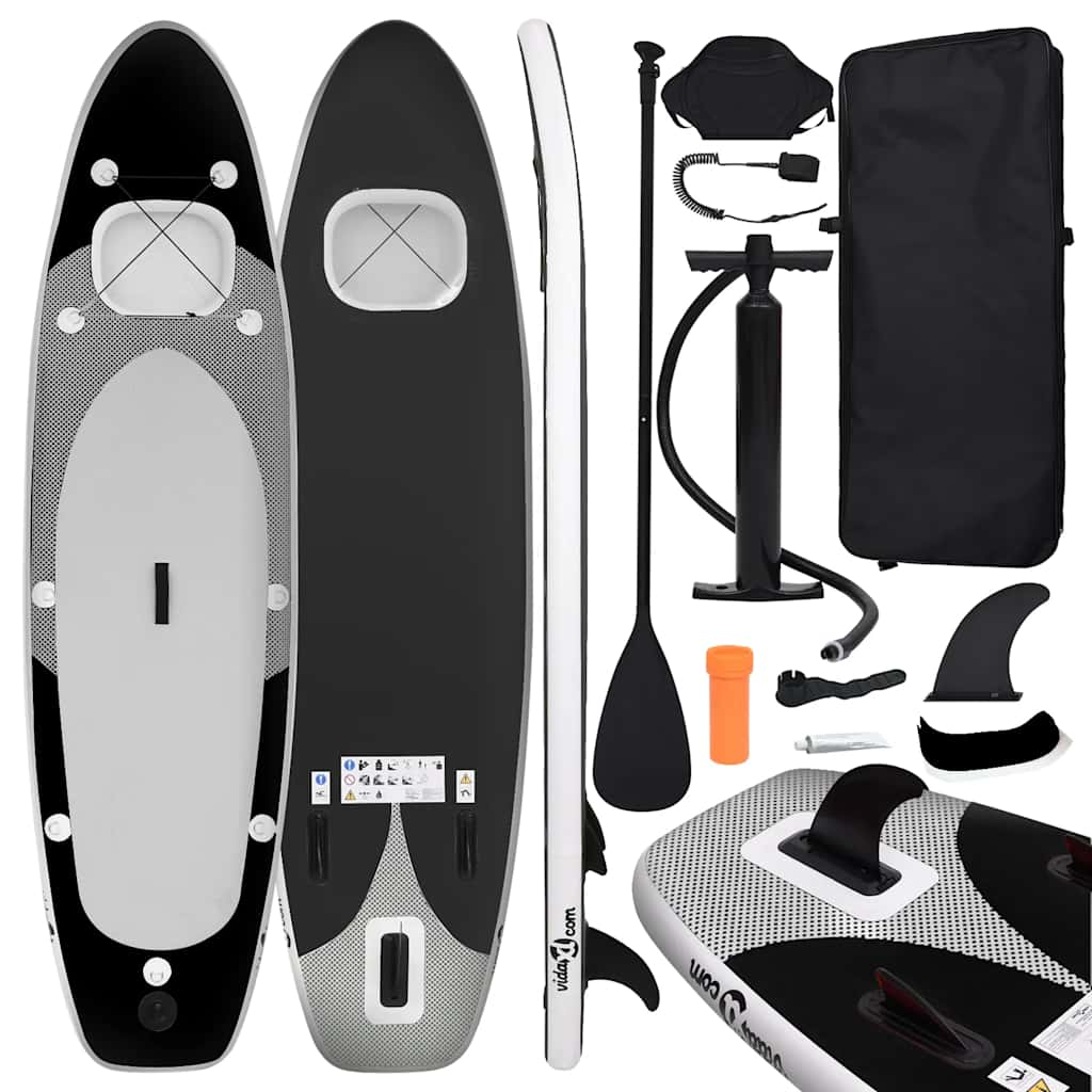 Vidaxl Stand Up Paddleboard Set aufblasbare 300x76x10 cm schwarz