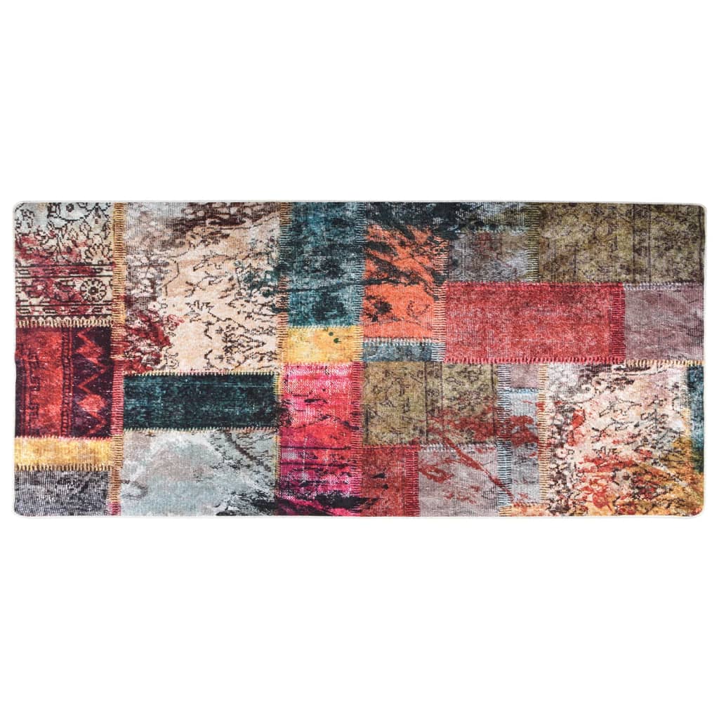 Vidaxl tapis lavable Anti-slip patchwork 80x300 cm multicolore