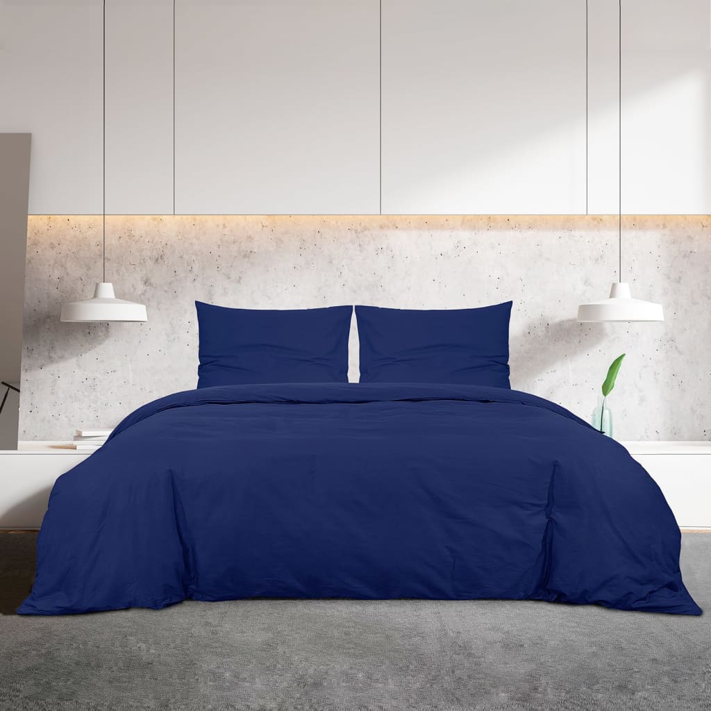 VidaXL Duvet crossing set 240x220 cm Microfiber navy blue