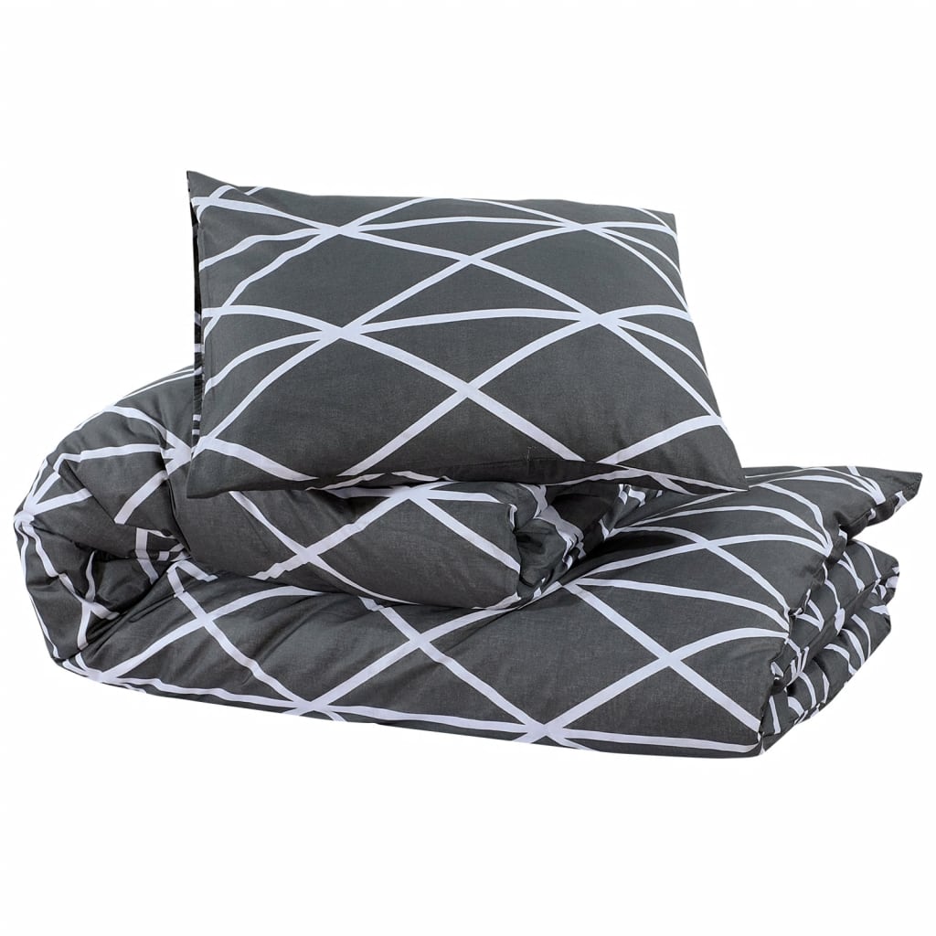 Ensemble de croisement de couette Vidaxl 240x220 cm Gray en coton