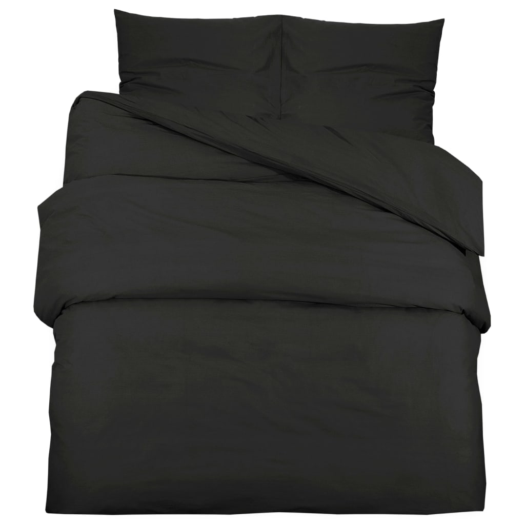 Vidaxl DUVET RONDIE SET 200X200 cm Coton noir