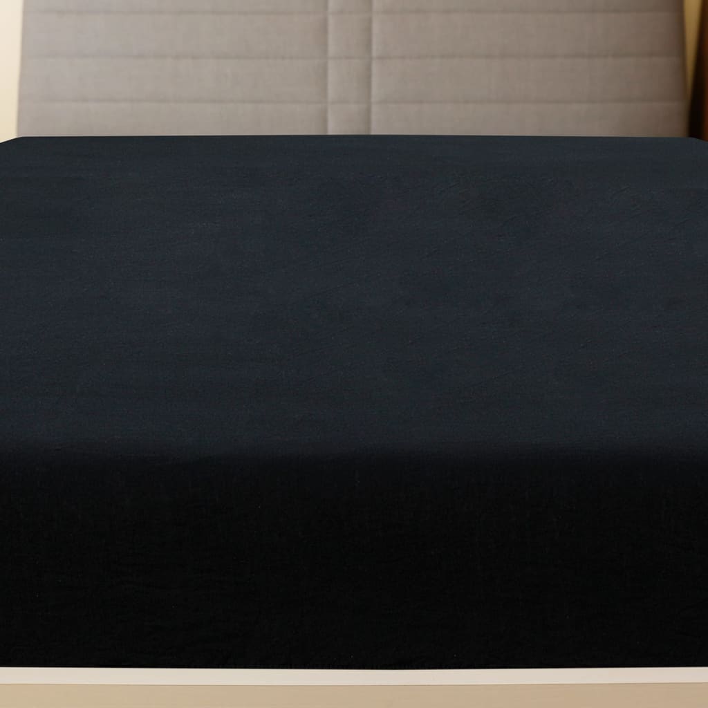 VidaXL Fitted sheet Jersey 90x200 cm Cotton Black