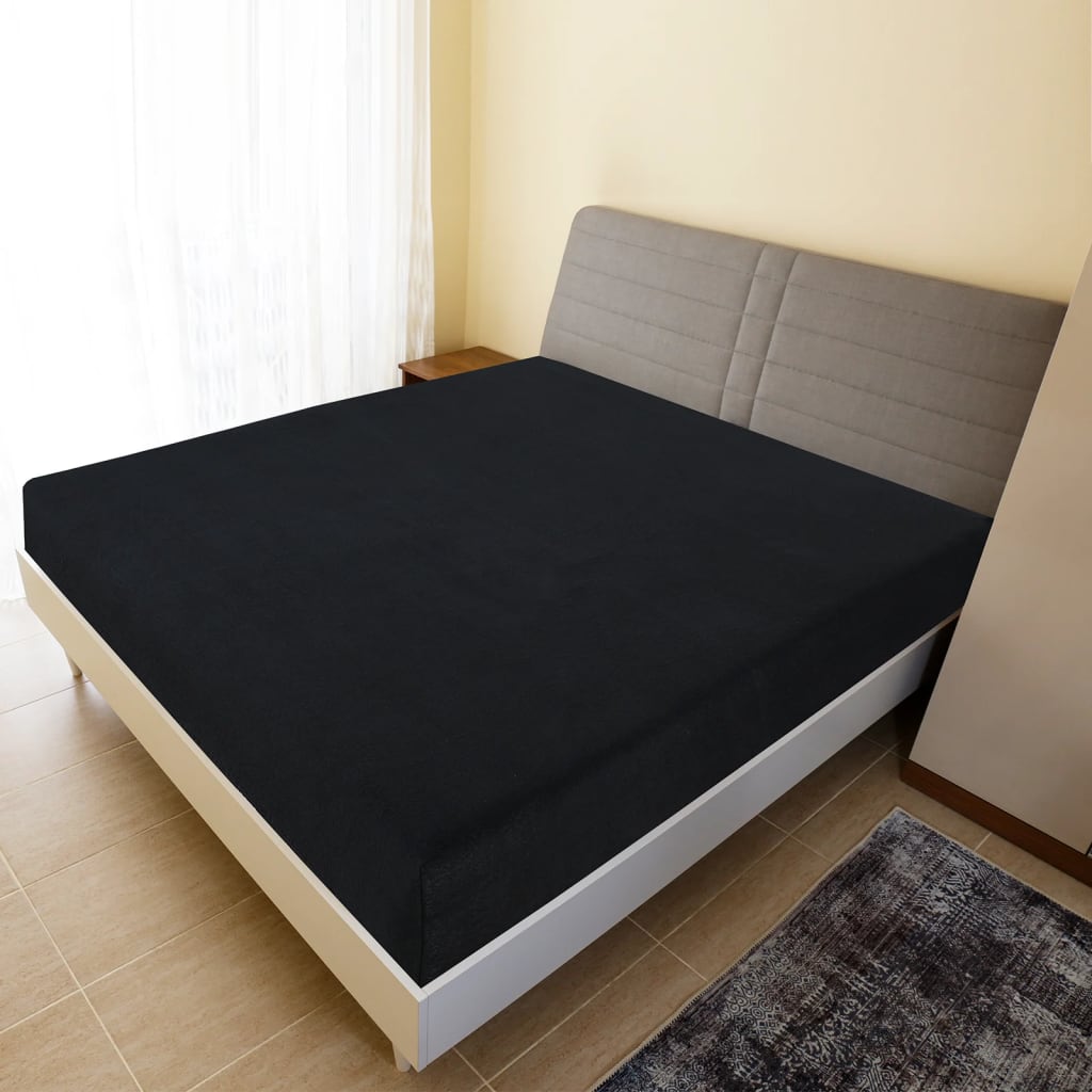 VidaXL Fitted sheet Jersey 160x200 cm Cotton Black