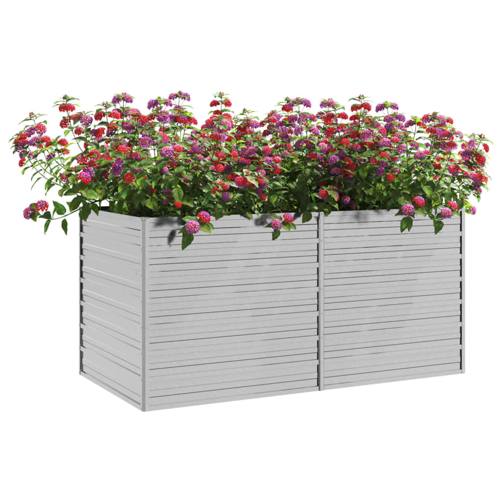 Vidaxl Planter hævet 160x80x77 cm galvaniseret stålsølv