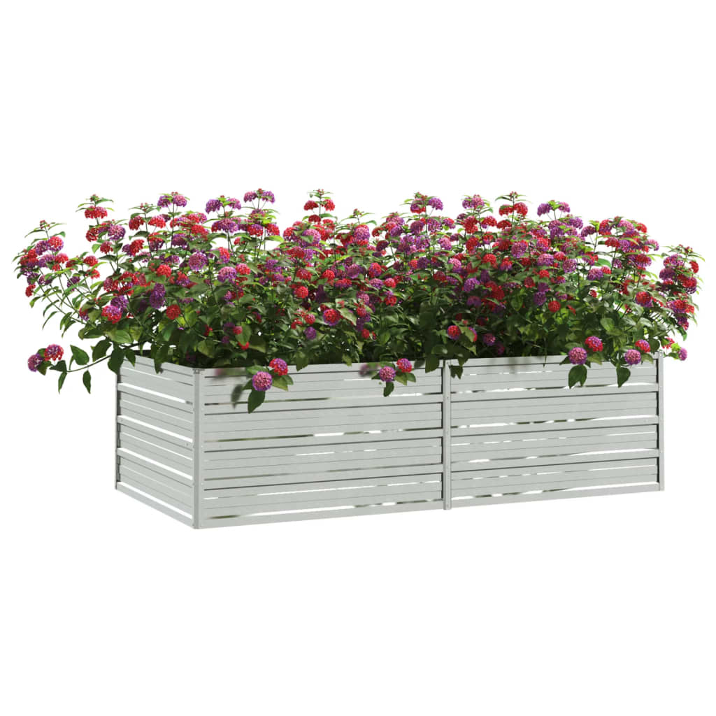 Vidaxl Planter hævet 160x80x45 cm galvaniseret stålsølv