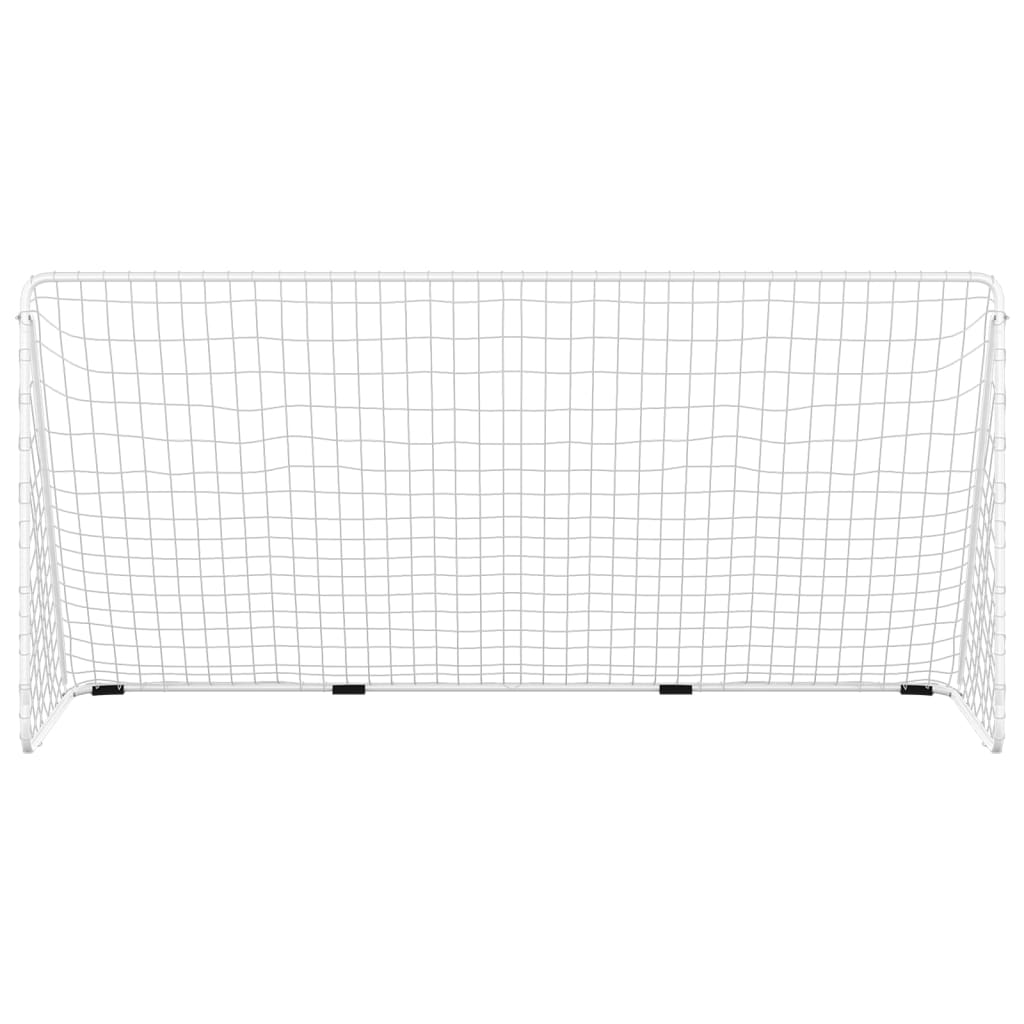 VidaXL Voetbaldoel met net 366x122x182 cm staal wit