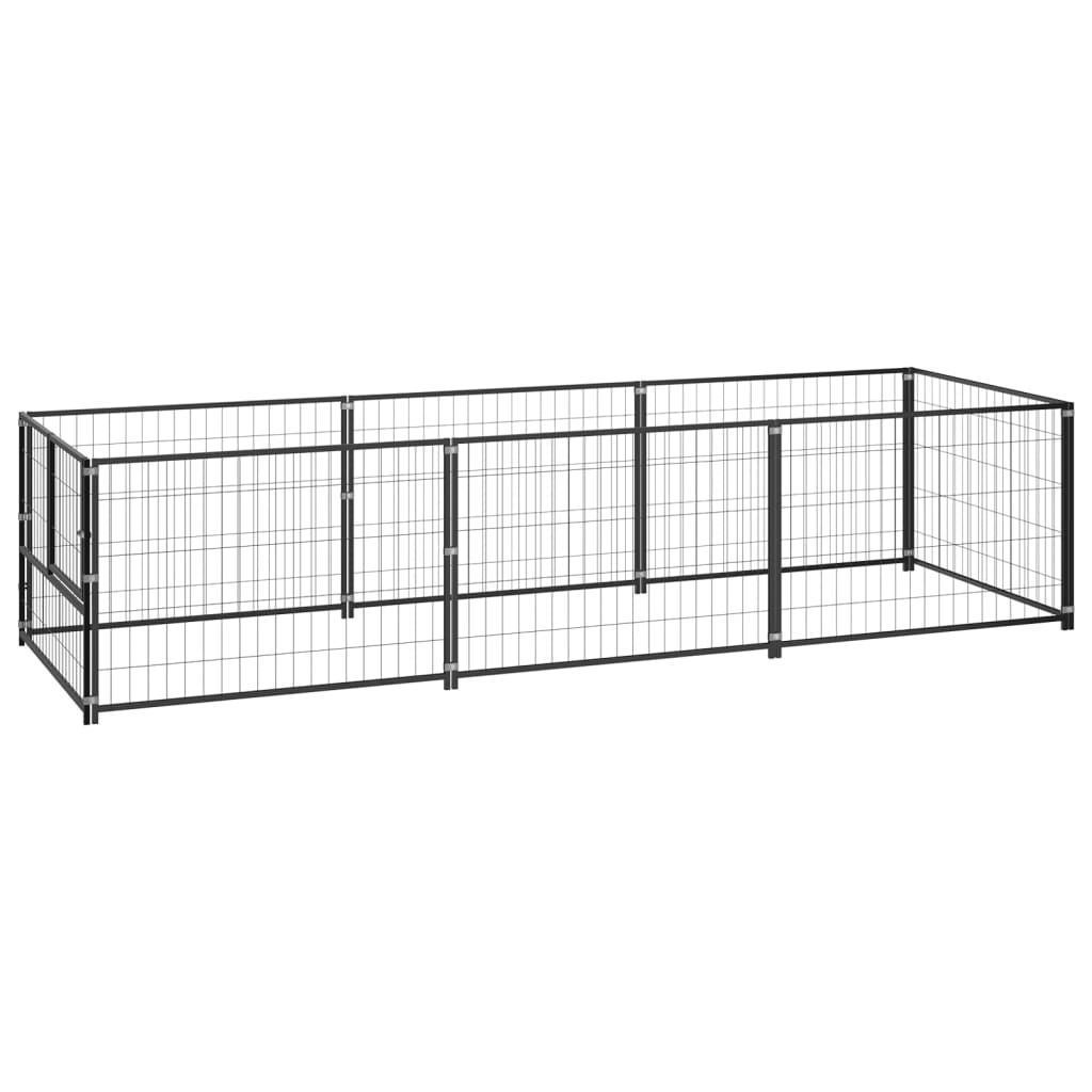 VidaXL Dog Kennel 3 m² Steel Black