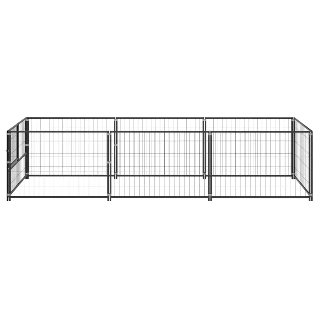 VidaXL Dog Kennel 3 m² Steel Black