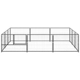 Vidaxl Dog Kennel 9 m² Steel Black