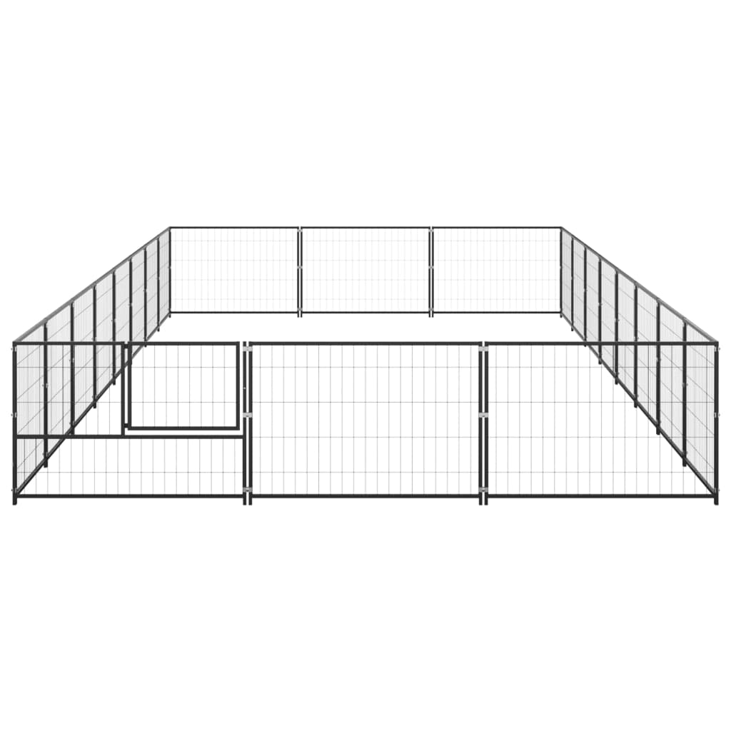 Vidaxl Dog Kennel 24 m² Steel Black