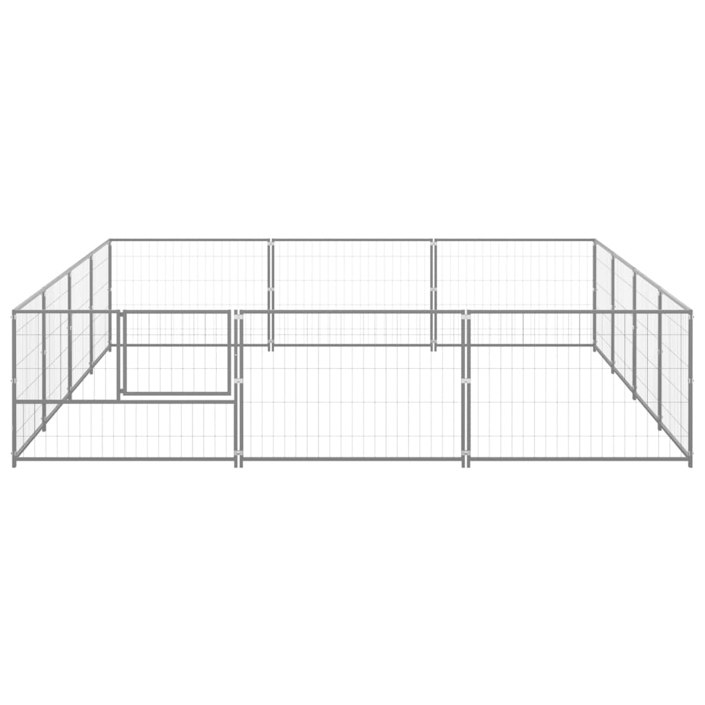 VidaXL Dog Kennel 12 m² Steel silver colored