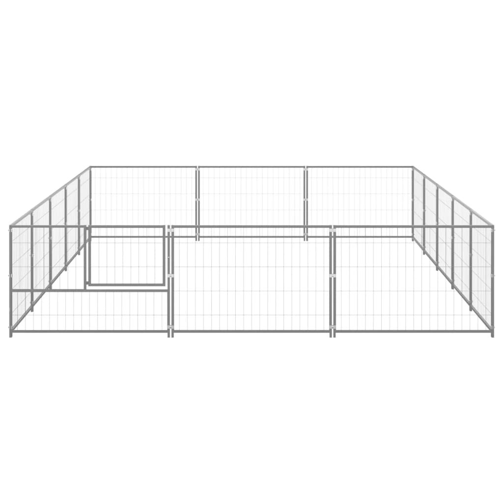 VidaXL dog kennel 15 m² steel silver colored