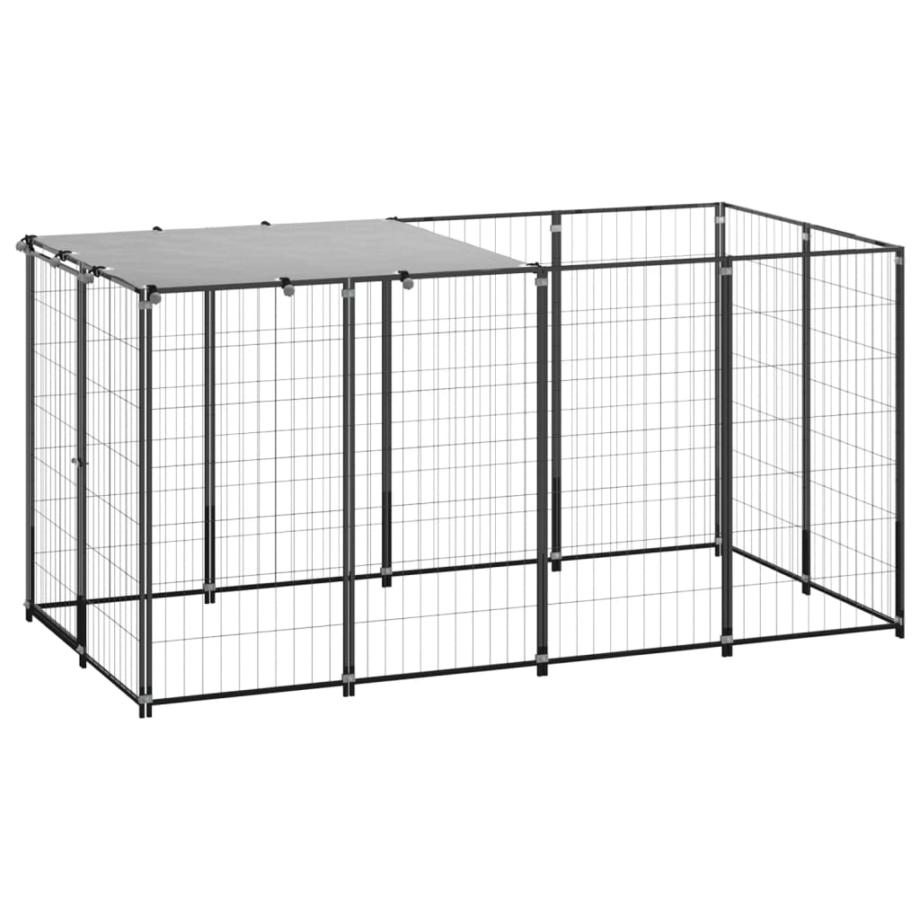 Vidaxl Dog Kennel 2,42 m² Steel Black