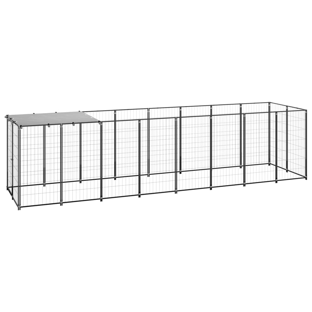 Vidaxl Dog Kennel 4,84 m² Steel Black