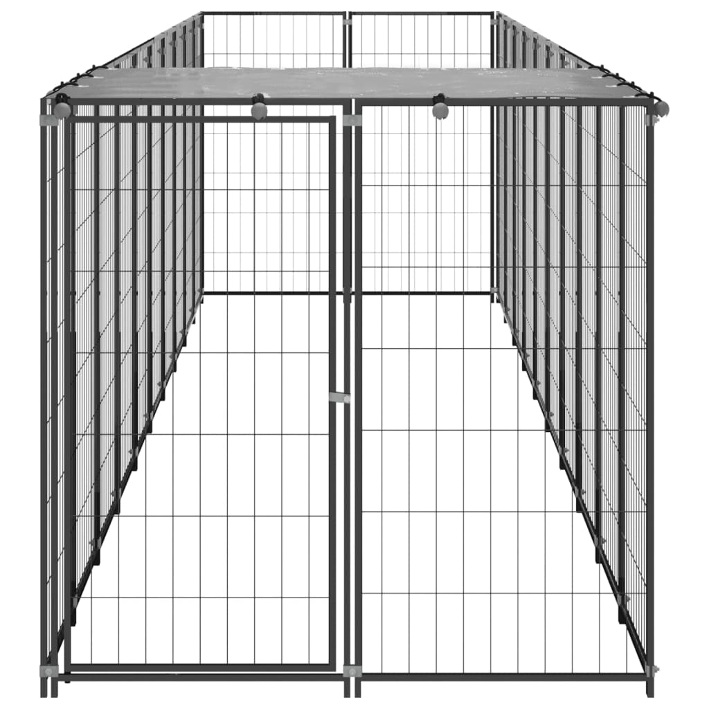 VidaXL Dog Kennel 6.05 m² Steel Black