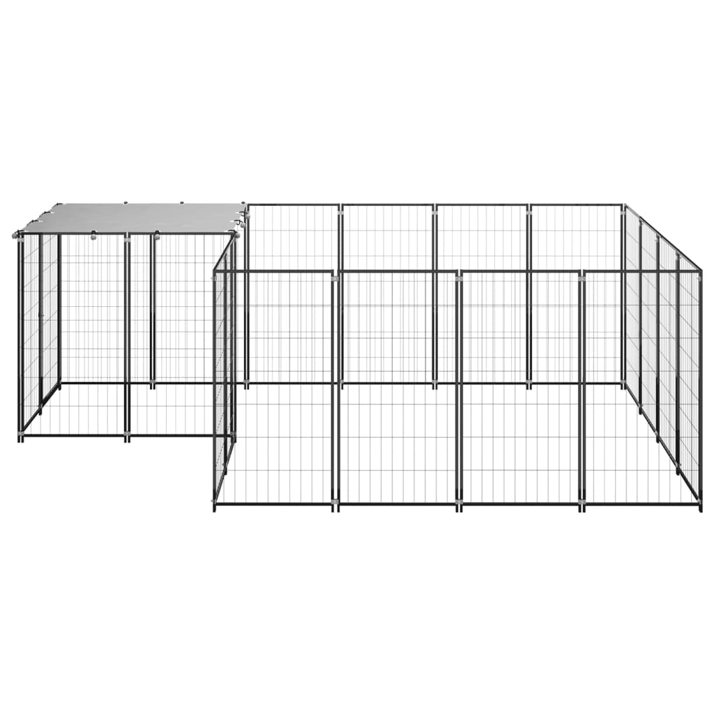 VidaXL Dog Kennel 6.05 m² Steel Black