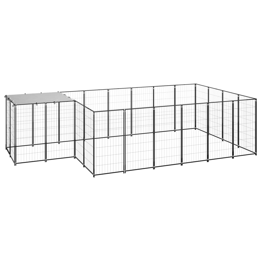 VidaXL Dog Kennel 8.47 m² Steel Black