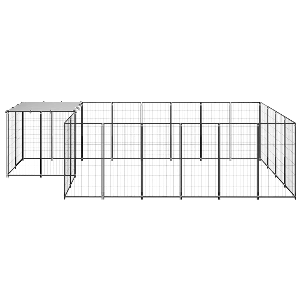 VidaXL Dog Kennel 8.47 m² Steel Black