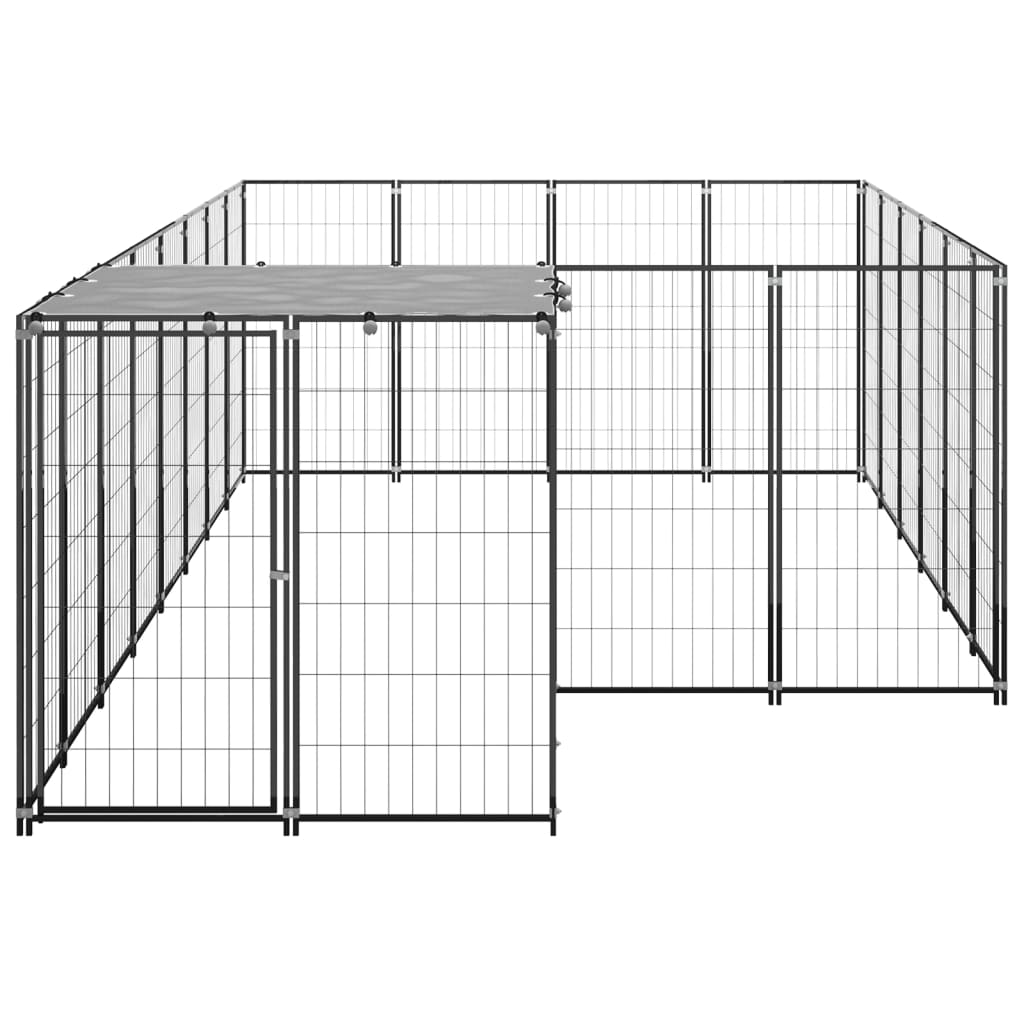 VidaXL Dog Kennel 8.47 m² Steel Black