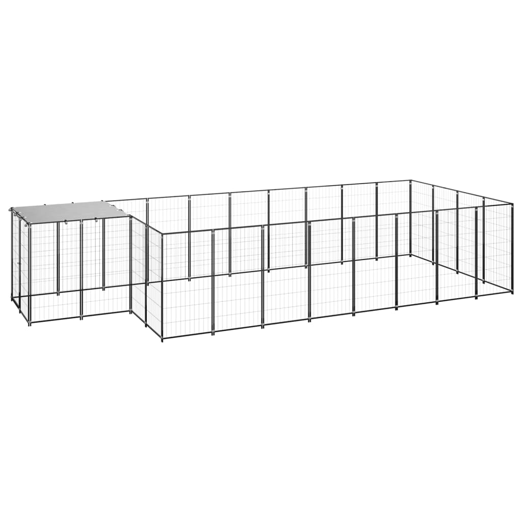 Vidaxl Dog Kennel 10.89 m² Steel Black