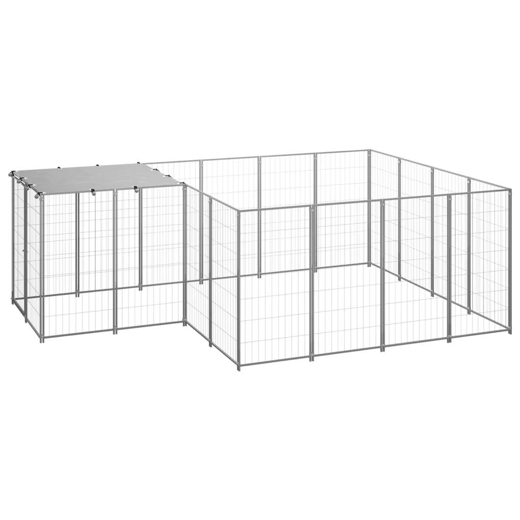 Vidaxl Dog Kennel 6.05 m² Steel silver colored