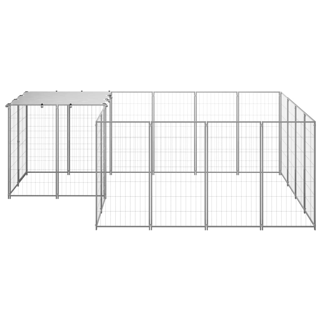 Vidaxl Dog Kennel 6.05 m² Steel silver colored