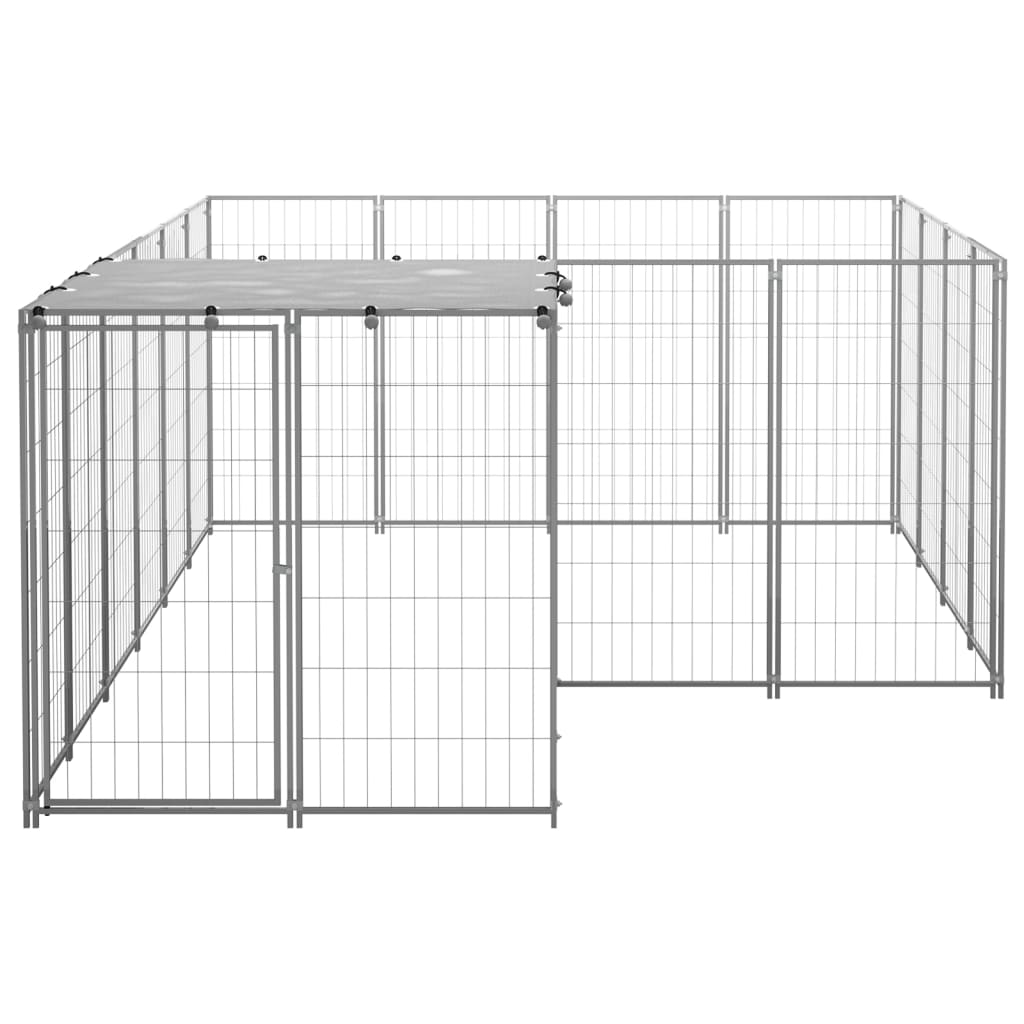 Vidaxl Dog Kennel 6.05 m² Steel silver colored