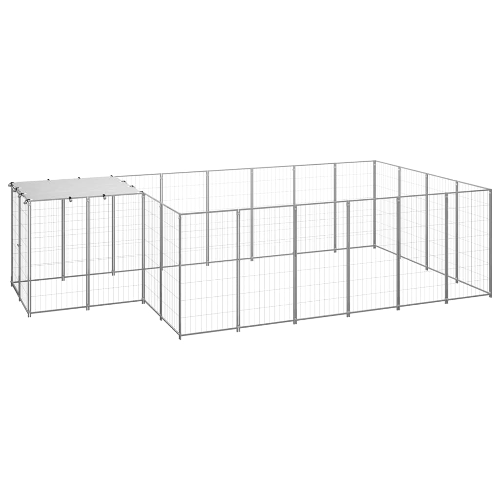 Vidaxl Dog Kennel 8.47 m² Steel silver colored