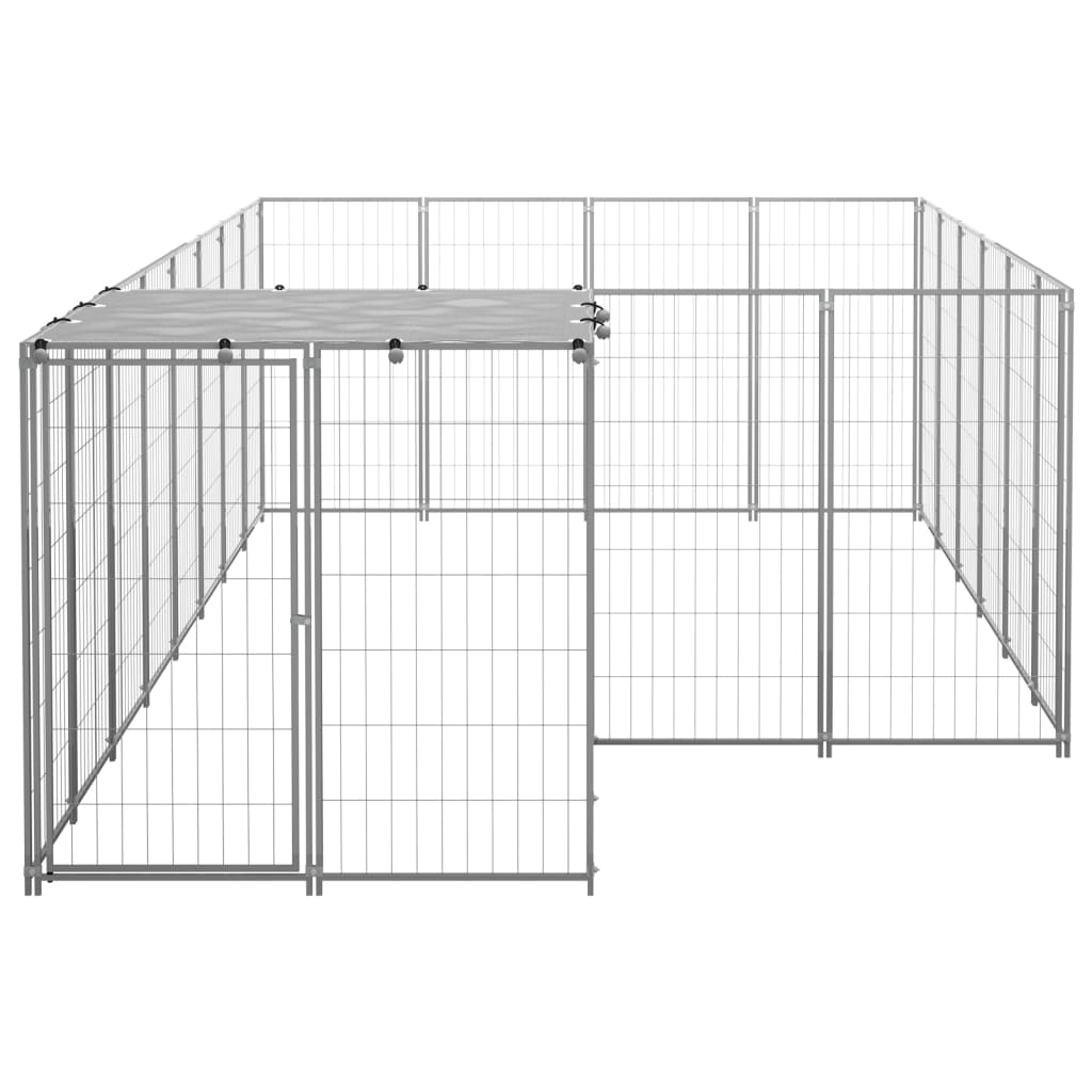 Vidaxl Dog Kennel 8.47 m² Steel silver colored