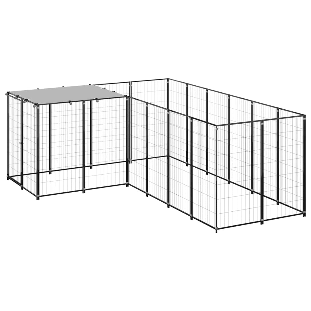 Vidaxl Dog Kennel 4,84 m² Steel Black