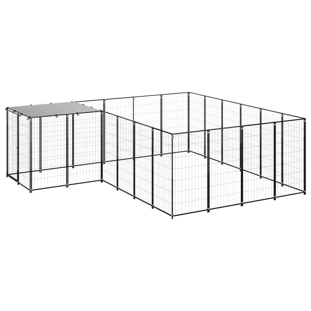 VidaXL Dog Kennel 8.47 m² Steel Black