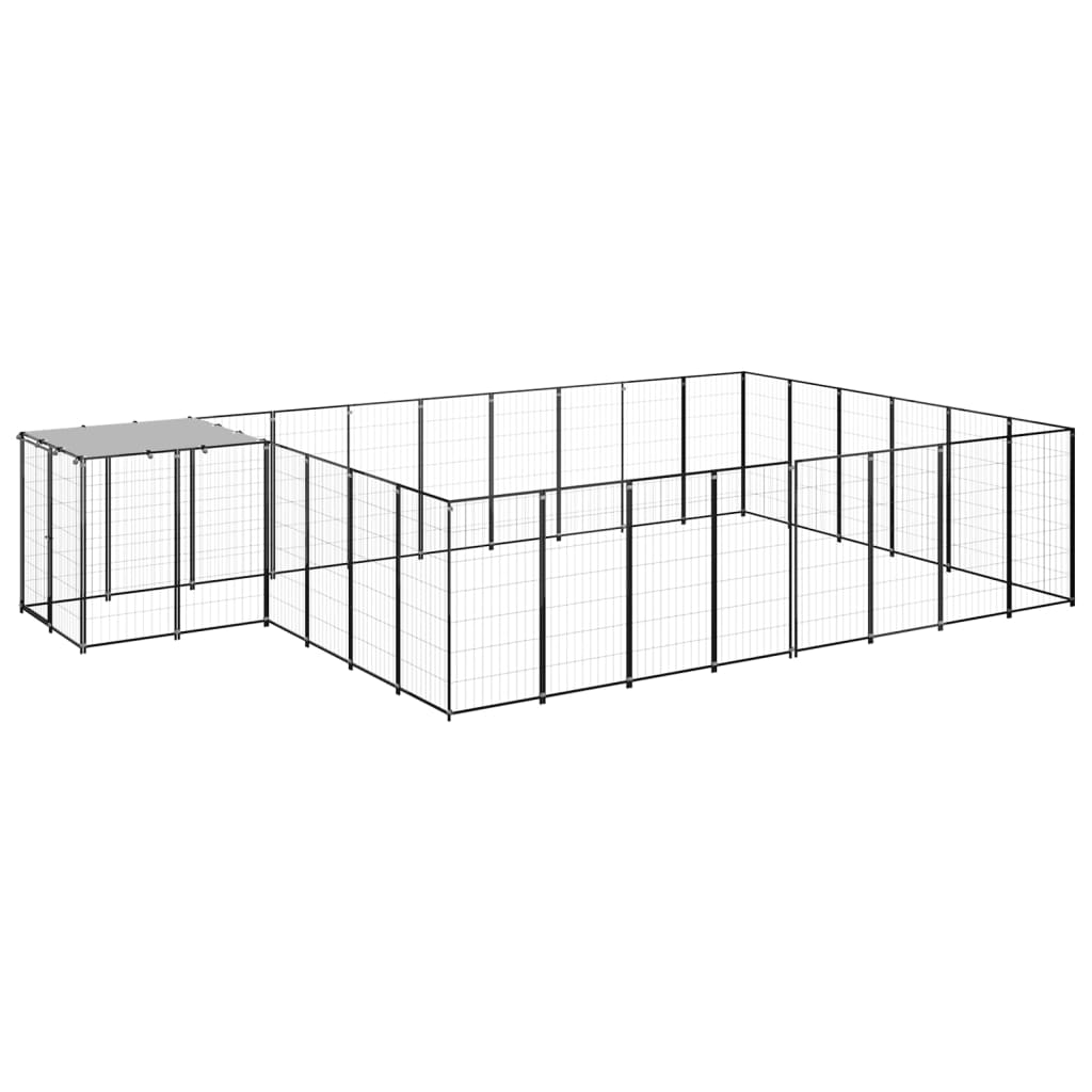 Vidaxl Dog Kennel 15.73 m² Steel Black