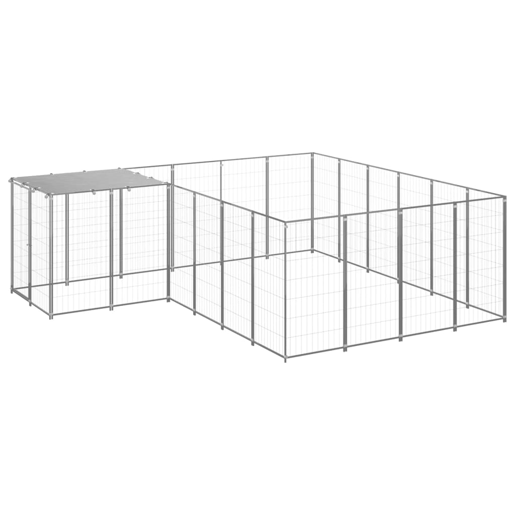 Vidaxl Dog Kennel 8.47 m² Steel silver colored